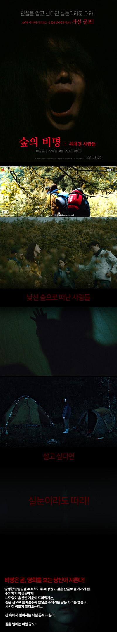 [9월 최신][숲의 비명: 사라진 사람들]쫄보 길치는 절대 봐서 안되는 극사실 공포 영화